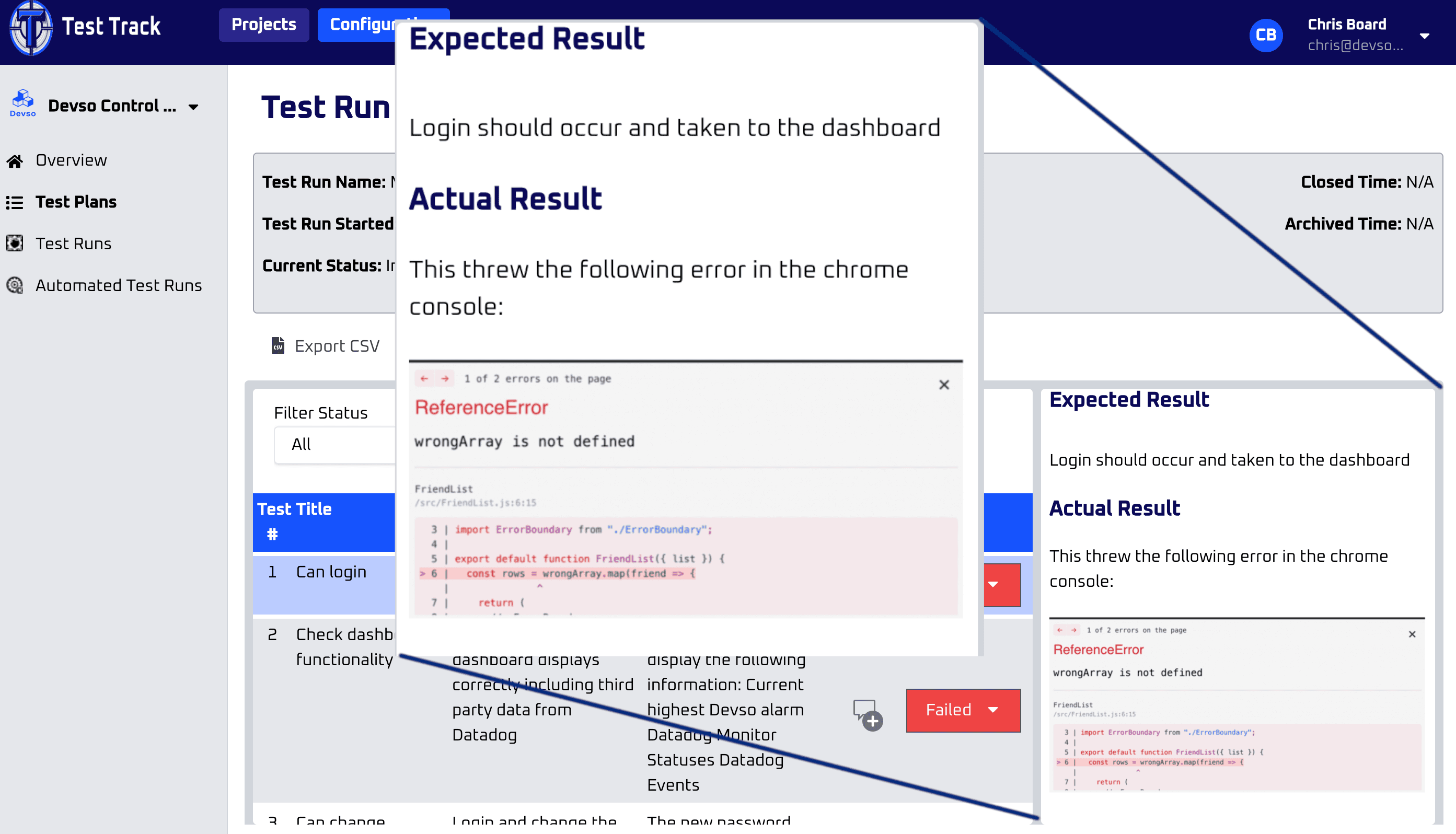 Detailed Failure Reports
