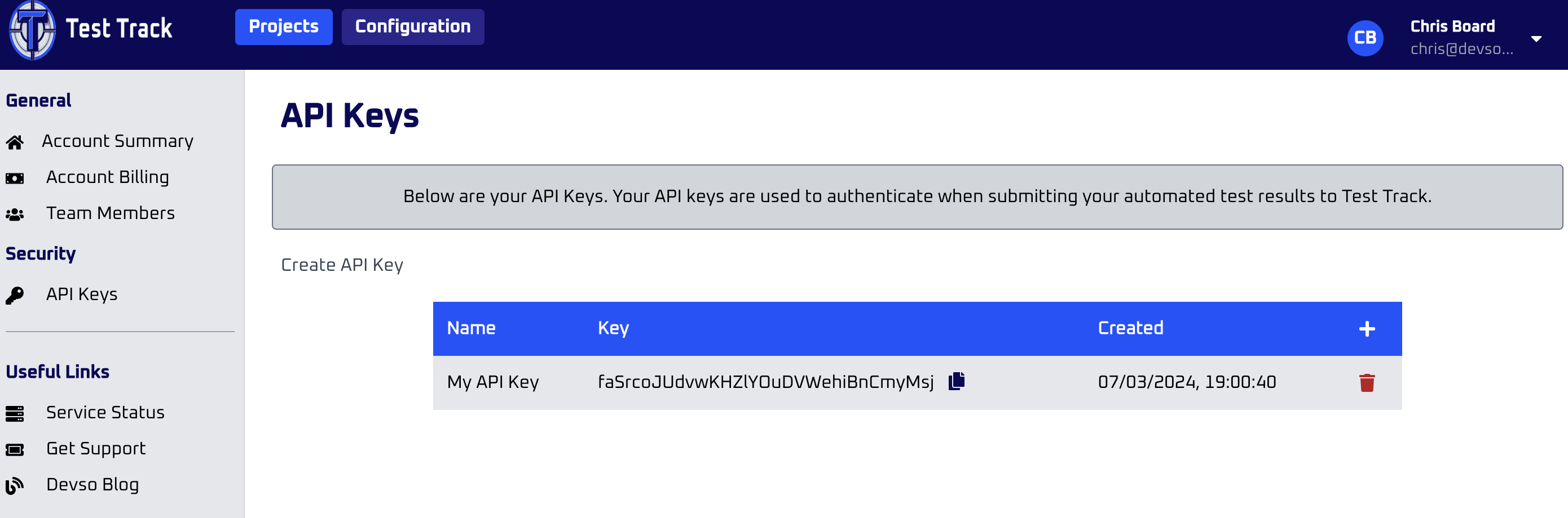 API Key List